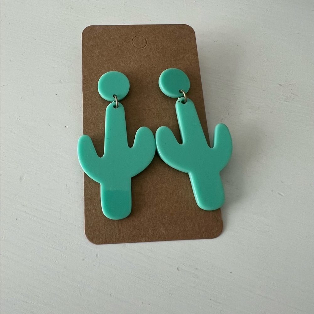 Cactus Earrings- Teal Color